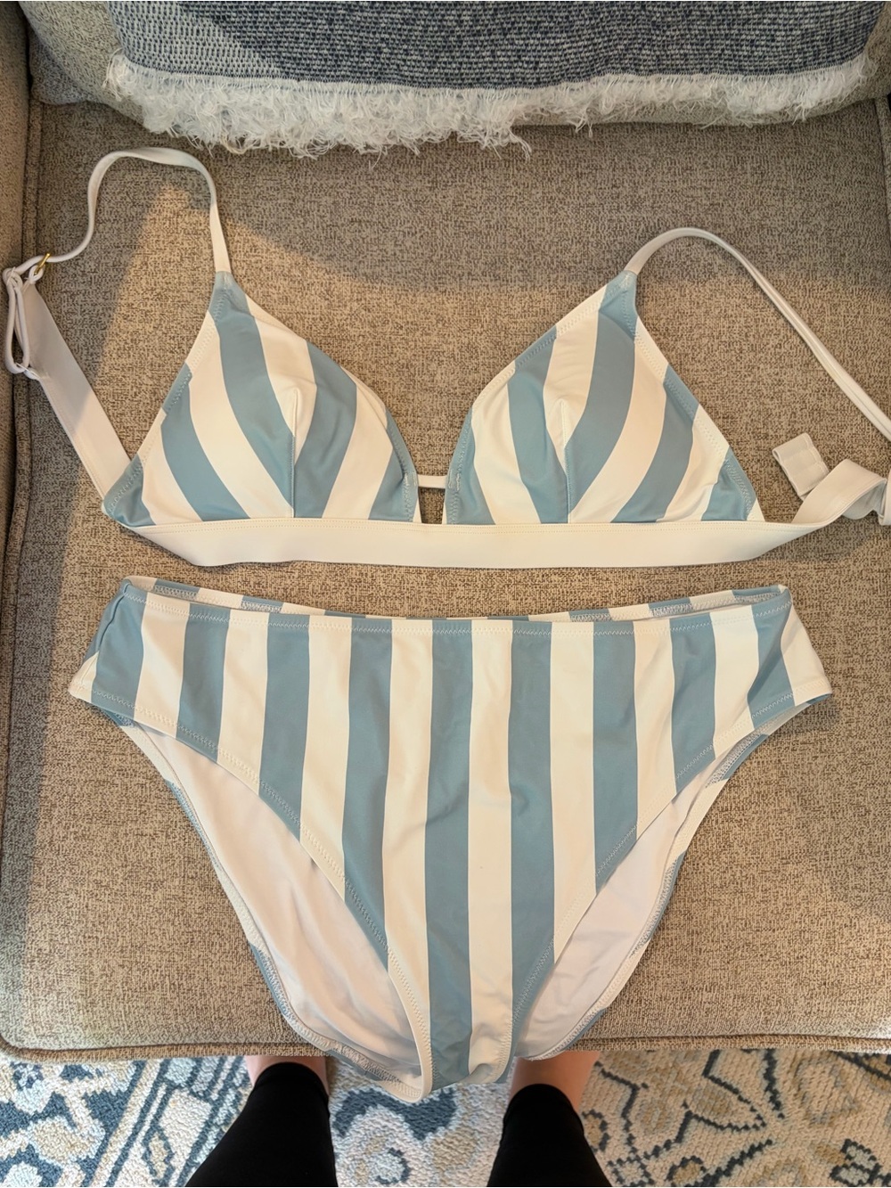 Lively Blue and White Striped Bikini Set